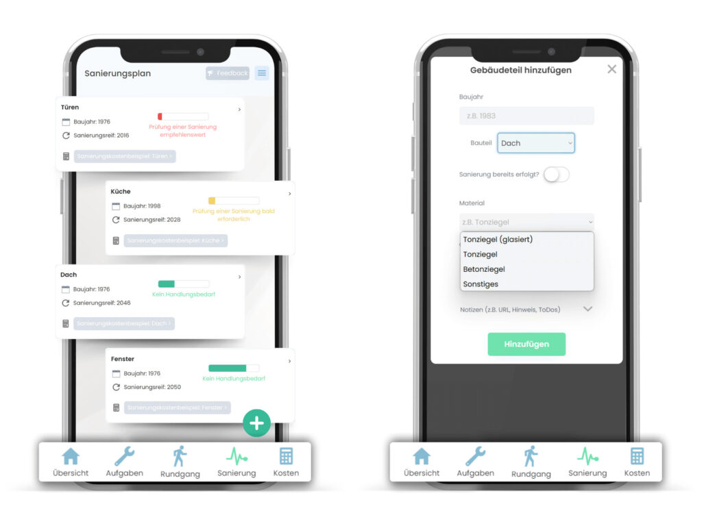 Der Sanierungsplaner in der Homerockr-App